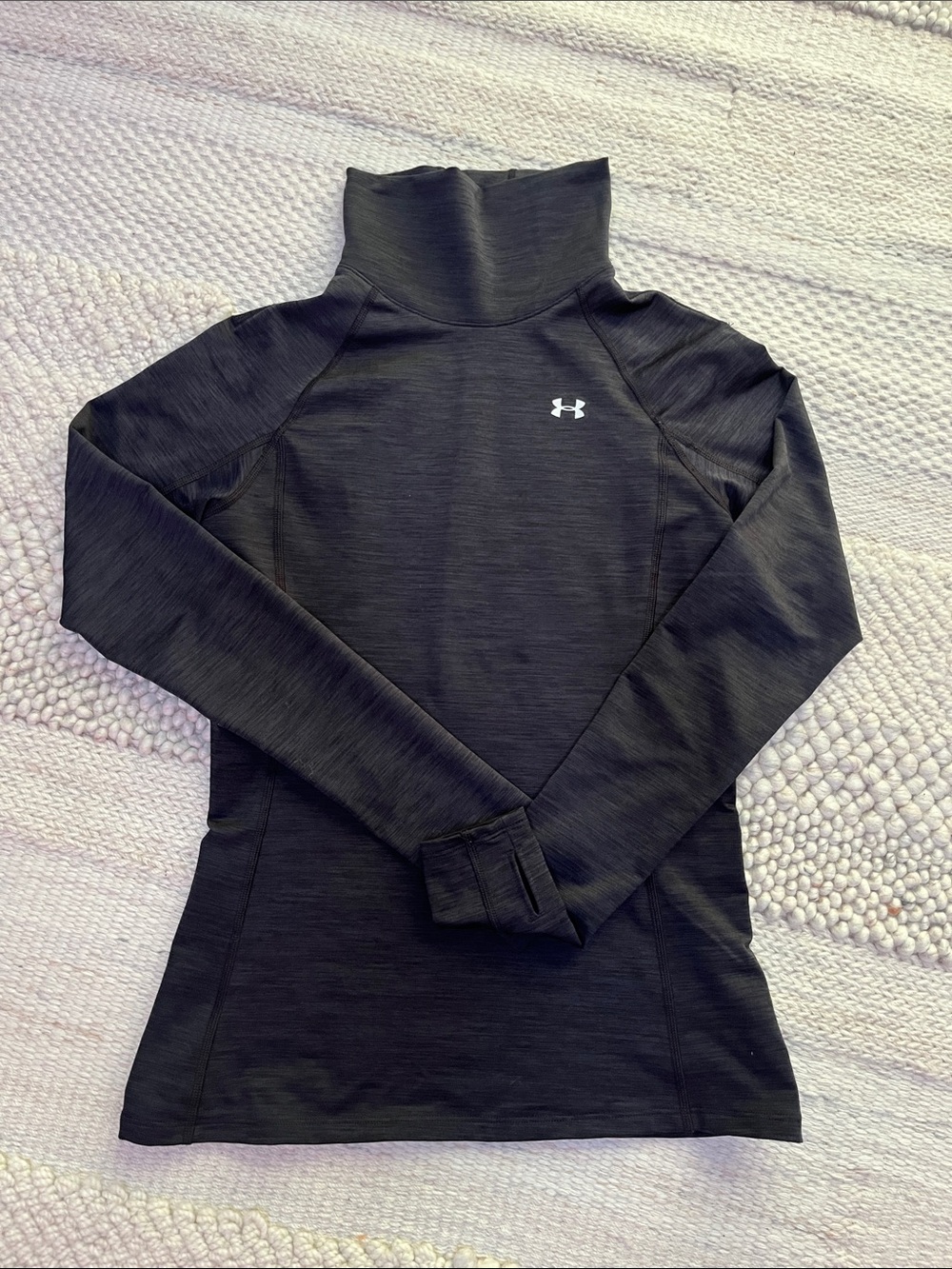 Under Armour Black Heathered Mock Neck Performance Top Cold Weather